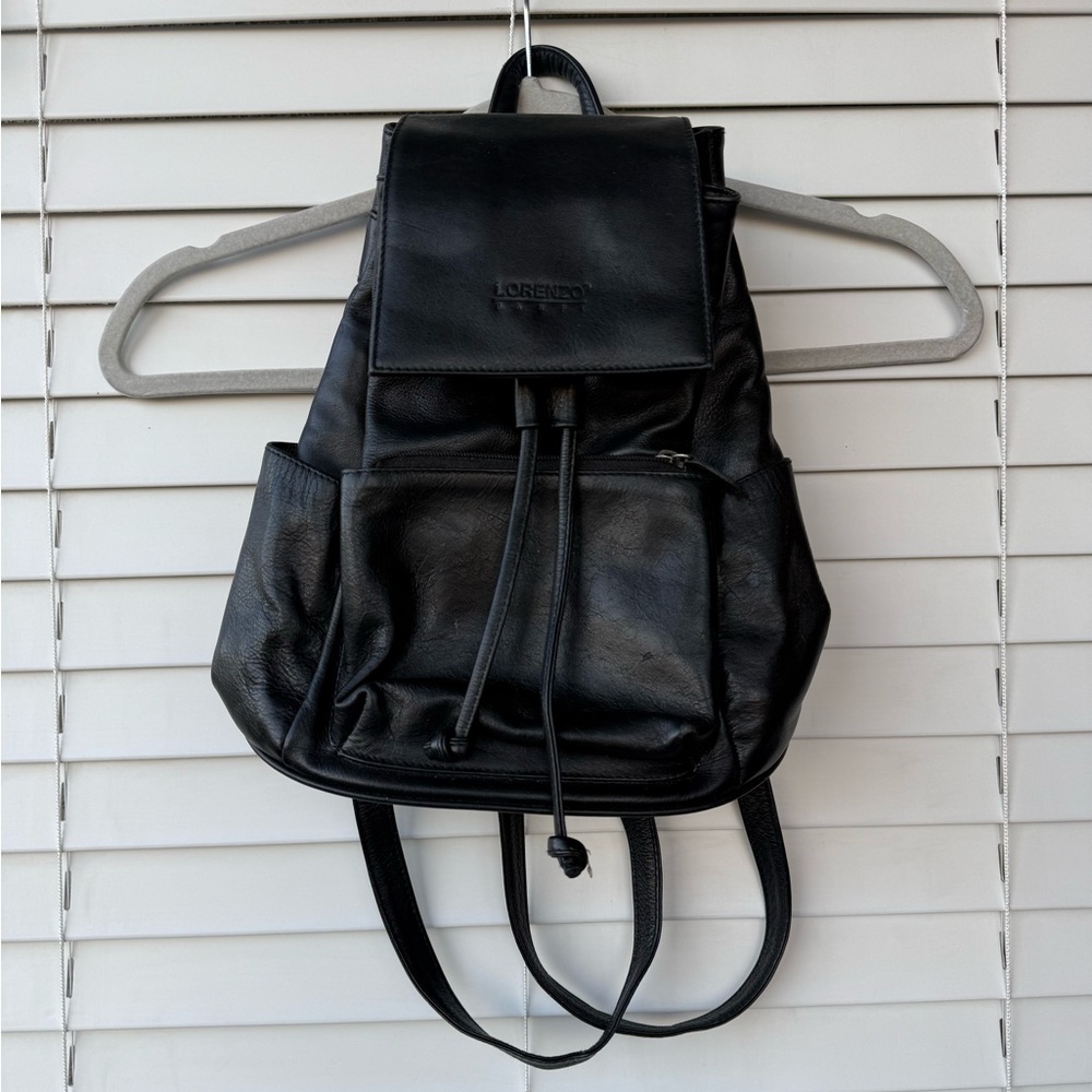 Lorenzo Banfi Leather Backpack Italy Black Timeless Gothic Grunge Goth